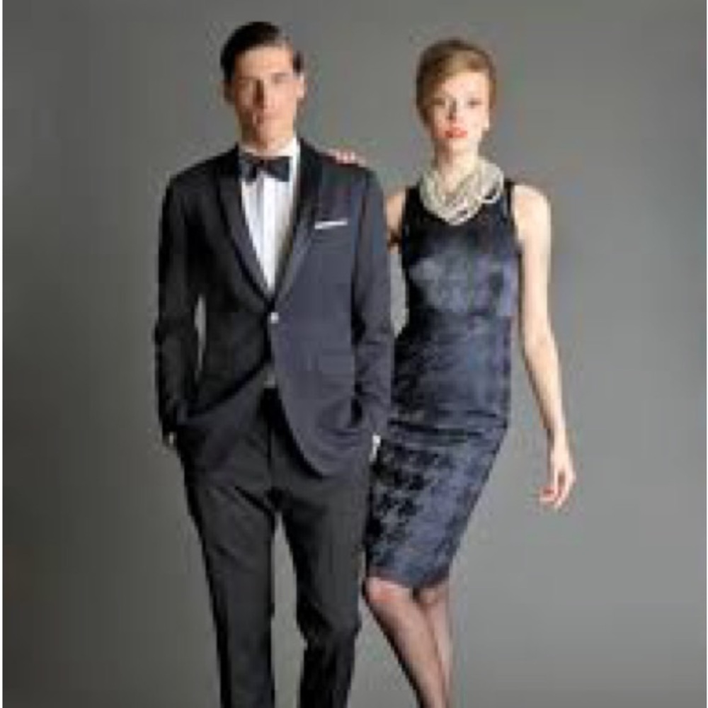 Banana Republic MadMen navy silk & textured skirt dress tv show retro 60s Sz 2